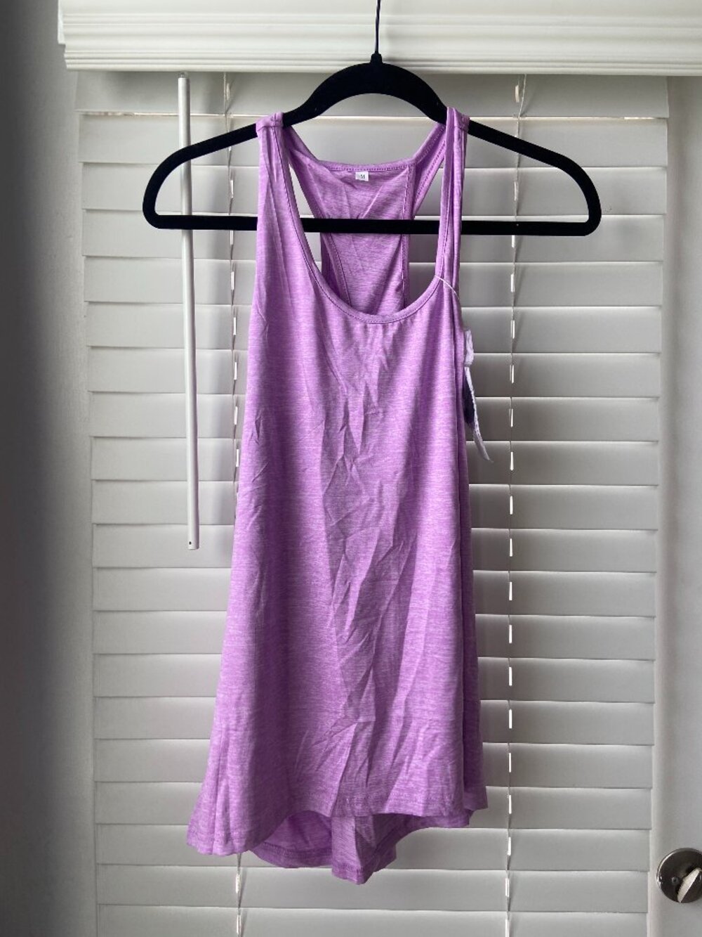 Purple activewear tank top with keyhole razorback
